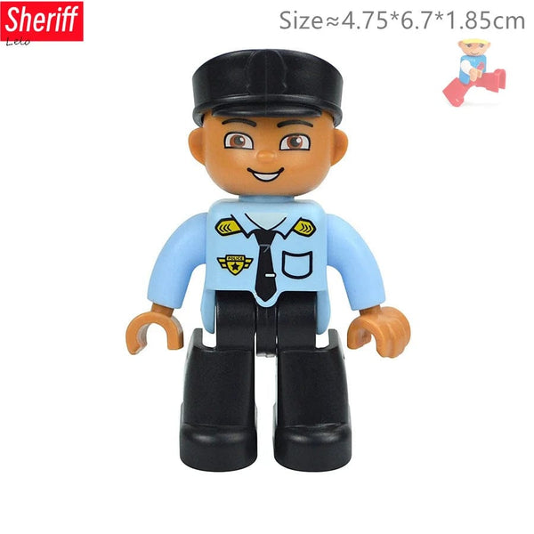 Planet Gates Big Size Character Figures Building Block Doll Family Farmer Worker Doctor Policemen Large Brick Compatible Build House Kid Toys