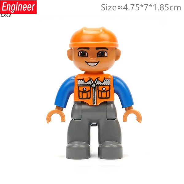 Planet Gates Big Size Character Figures Building Block Doll Family Farmer Worker Doctor Policemen Large Brick Compatible Build House Kid Toys