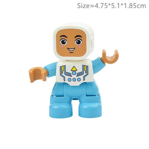 Planet Gates Big Size Character Figures Building Block Doll Family Farmer Worker Doctor Policemen Large Brick Compatible Build House Kid Toys
