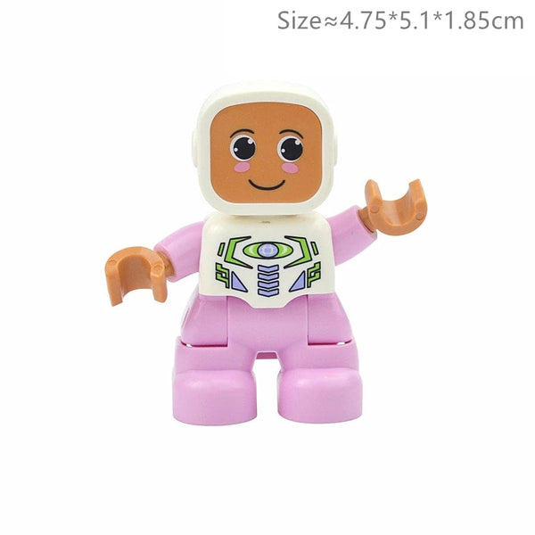Planet Gates Big Size Character Figures Building Block Doll Family Farmer Worker Doctor Policemen Large Brick Compatible Build House Kid Toys