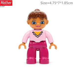 Planet Gates Big Size Character Figures Building Block Doll Family Farmer Worker Doctor Policemen Large Brick Compatible Build House Kid Toys