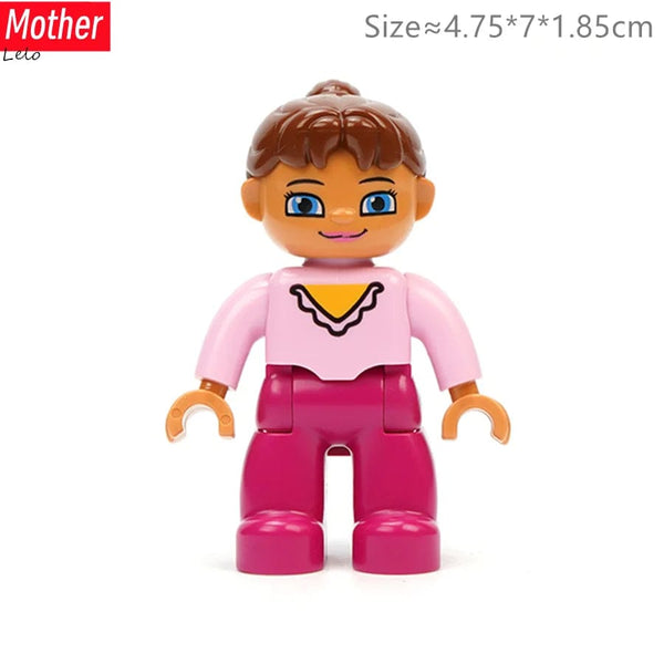Planet Gates Big Size Character Figures Building Block Doll Family Farmer Worker Doctor Policemen Large Brick Compatible Build House Kid Toys