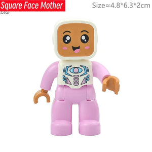Planet Gates Big Size Character Figures Building Block Doll Family Farmer Worker Doctor Policemen Large Brick Compatible Build House Kid Toys
