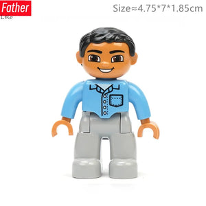 Planet Gates Big Size Character Figures Building Block Doll Family Farmer Worker Doctor Policemen Large Brick Compatible Build House Kid Toys
