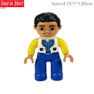 Planet Gates Big Size Character Figures Building Block Doll Family Farmer Worker Doctor Policemen Large Brick Compatible Build House Kid Toys