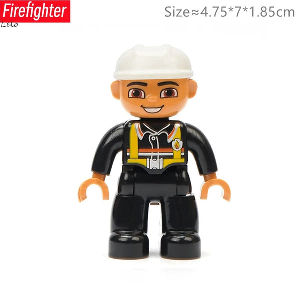 Planet Gates Big Size Character Figures Building Block Doll Family Farmer Worker Doctor Policemen Large Brick Compatible Build House Kid Toys