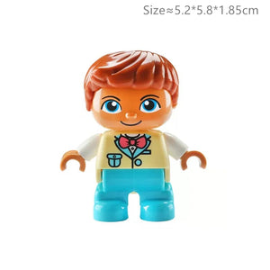 Planet Gates Big Size Character Figures Building Block Doll Family Farmer Worker Doctor Policemen Large Brick Compatible Build House Kid Toys