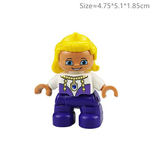 Planet Gates Big Size Character Figures Building Block Doll Family Farmer Worker Doctor Policemen Large Brick Compatible Build House Kid Toys