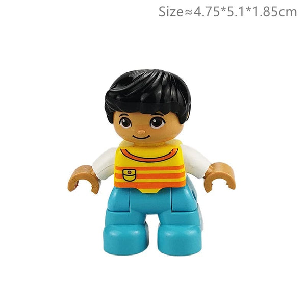 Planet Gates Big Size Character Figures Building Block Doll Family Farmer Worker Doctor Policemen Large Brick Compatible Build House Kid Toys