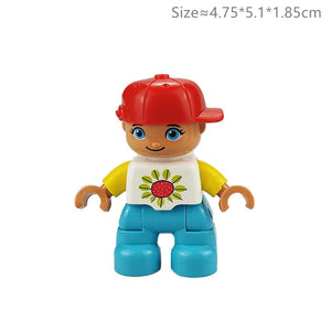 Planet Gates Big Size Character Figures Building Block Doll Family Farmer Worker Doctor Policemen Large Brick Compatible Build House Kid Toys