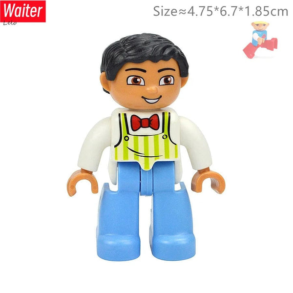 Planet Gates Big Size Character Figures Building Block Doll Family Farmer Worker Doctor Policemen Large Brick Compatible Build House Kid Toys