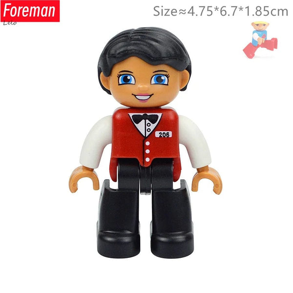 Planet Gates Big Size Character Figures Building Block Doll Family Farmer Worker Doctor Policemen Large Brick Compatible Build House Kid Toys