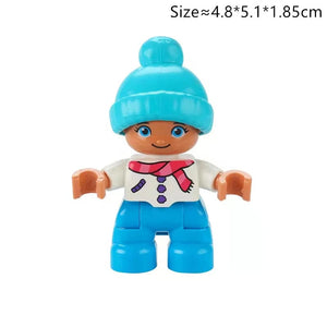 Planet Gates Big Size Character Figures Building Block Doll Family Farmer Worker Doctor Policemen Large Brick Compatible Build House Kid Toys