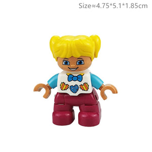 Planet Gates Big Size Character Figures Building Block Doll Family Farmer Worker Doctor Policemen Large Brick Compatible Build House Kid Toys