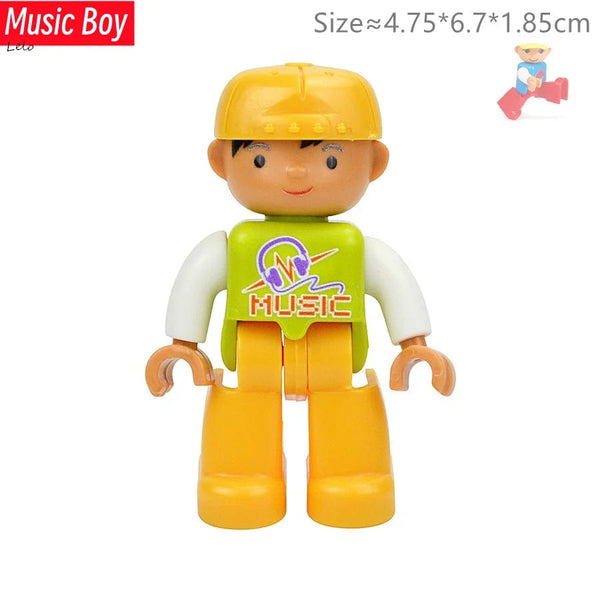 Planet Gates Big Size Character Figures Building Block Doll Family Farmer Worker Doctor Policemen Large Brick Compatible Build House Kid Toys