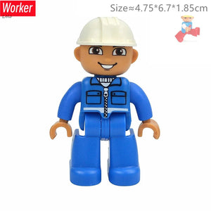 Planet Gates Big Size Character Figures Building Block Doll Family Farmer Worker Doctor Policemen Large Brick Compatible Build House Kid Toys