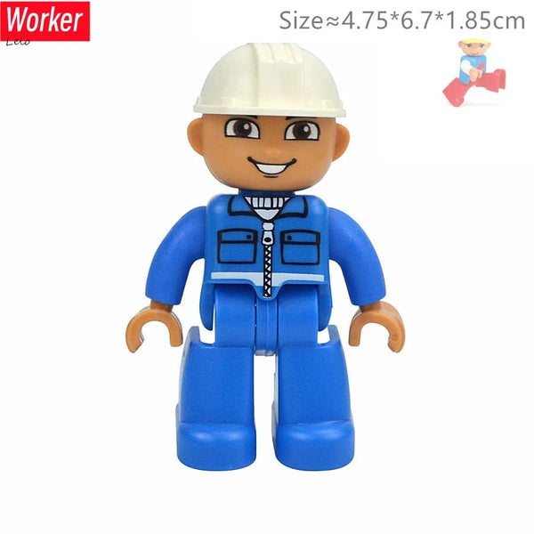 Planet Gates Big Size Character Figures Building Block Doll Family Farmer Worker Doctor Policemen Large Brick Compatible Build House Kid Toys