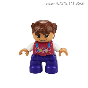 Planet Gates Big Size Character Figures Building Block Doll Family Farmer Worker Doctor Policemen Large Brick Compatible Build House Kid Toys
