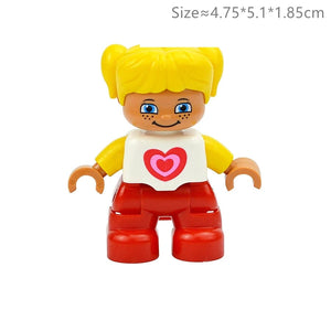 Planet Gates Big Size Character Figures Building Block Doll Family Farmer Worker Doctor Policemen Large Brick Compatible Build House Kid Toys