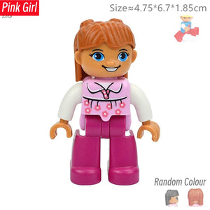 Planet Gates Big Size Character Figures Building Block Doll Family Farmer Worker Doctor Policemen Large Brick Compatible Build House Kid Toys