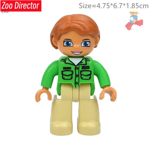 Planet Gates Big Size Character Figures Building Block Doll Family Farmer Worker Doctor Policemen Large Brick Compatible Build House Kid Toys