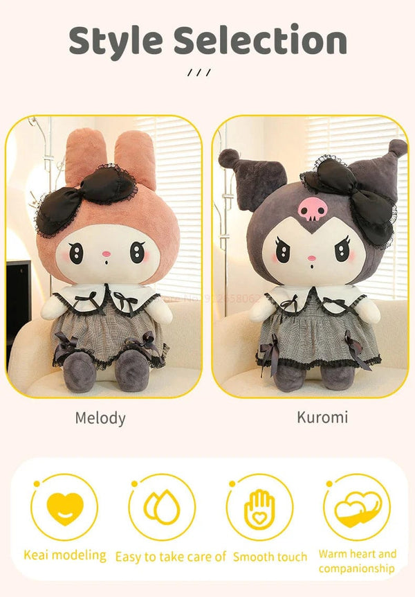 Planet Gates Big Size Kuromi Melody Cinnamoroll Plush Toys Pillow Anime Stuffed Doll Anime Sofa Cushion Girl's Room Decoration Xmas Gift