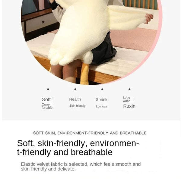 Planet Gates Big White Goose Hug Sleeping Pillow Plush Toy Duck Big Goose Doll Bed Pillow