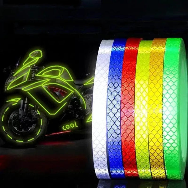 Planet Gates Bike Wheels Reflective Stickers Cycling Fluorescent Reflect Strip Adhesive Tape for 1cm*8m MTB Bicycle Warning Safety Decor Stic