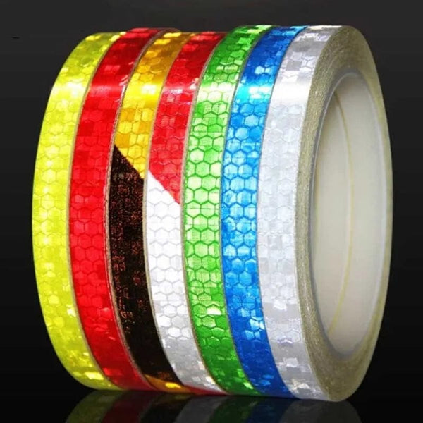Planet Gates Bike Wheels Reflective Stickers Cycling Fluorescent Reflect Strip Adhesive Tape for 1cm*8m MTB Bicycle Warning Safety Decor Stic