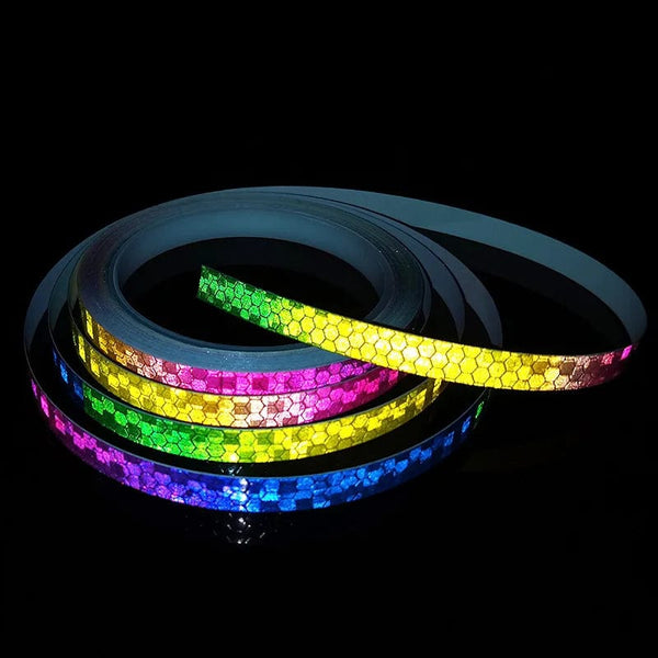 Planet Gates Bike Wheels Reflective Stickers Cycling Fluorescent Reflect Strip Adhesive Tape for 1cm*8m MTB Bicycle Warning Safety Decor Stic