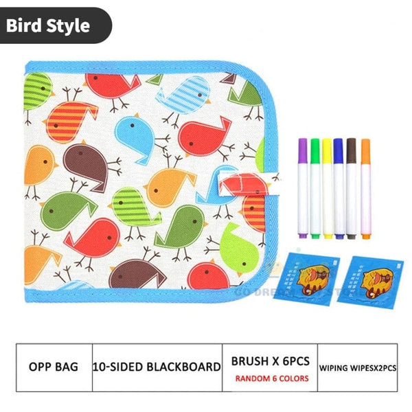 Planet Gates Bird 10 Pages Erasable Doodle Book Reusable Drawing Board With Magic Pens Painting Toys For Kids Montessori Educational Toy DIY Toddlers Gift