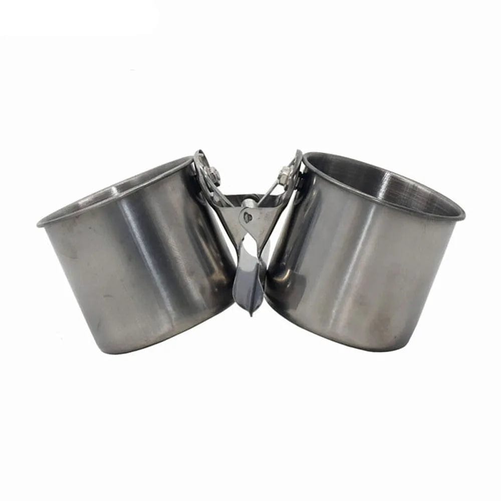 Planet Gates bird Feeding Double Cups Stainless Steel Parrot Cage Stand Bird Feeder Box Parrot Cups Bowls Container for Food Water Feeding