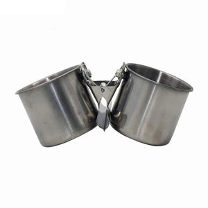 Planet Gates bird Feeding Double Cups Stainless Steel Parrot Cage Stand Bird Feeder Box Parrot Cups Bowls Container for Food Water Feeding