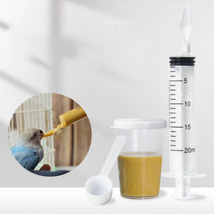 Planet Gates Bird Parrot Feeder Spoon with Manual Syringe Baby Bird Water Milk Medicine Feeding Syringe 20ml