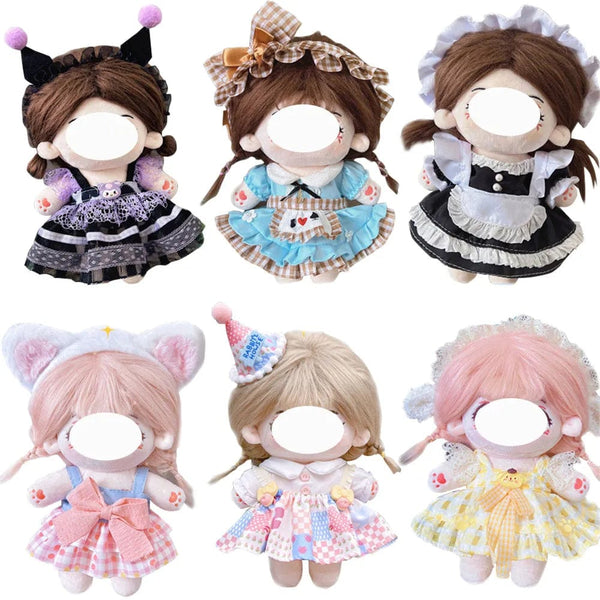 Planet Gates BK-14 / Only clothes / CHINA Pretty Dress Clothes for 20cm Cotton Plush Toys Dress Up Clothing Princess Skirt Cute Casual Suit Socks Set Girls Brithday Gift