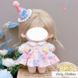 Planet Gates BK-14 / Only clothes / CHINA Pretty Dress Clothes for 20cm Cotton Plush Toys Dress Up Clothing Princess Skirt Cute Casual Suit Socks Set Girls Brithday Gift
