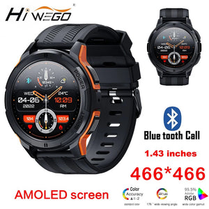 Planet Gates BK add BK Steel C25 Smart Watches For Men AMOLED Screen 1.43" 1ATM Waterproof Heart Rate Monitor Sports Smartwatch Blue Tooth Call Women Fitness