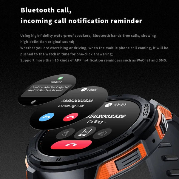 Planet Gates BK add BK Steel C25 Smart Watches For Men AMOLED Screen 1.43" 1ATM Waterproof Heart Rate Monitor Sports Smartwatch Blue Tooth Call Women Fitness