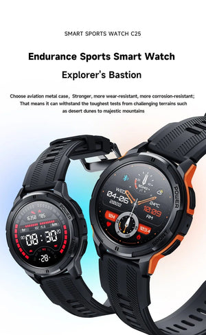 Planet Gates BK add BK Steel C25 Smart Watches For Men AMOLED Screen 1.43" 1ATM Waterproof Heart Rate Monitor Sports Smartwatch Blue Tooth Call Women Fitness
