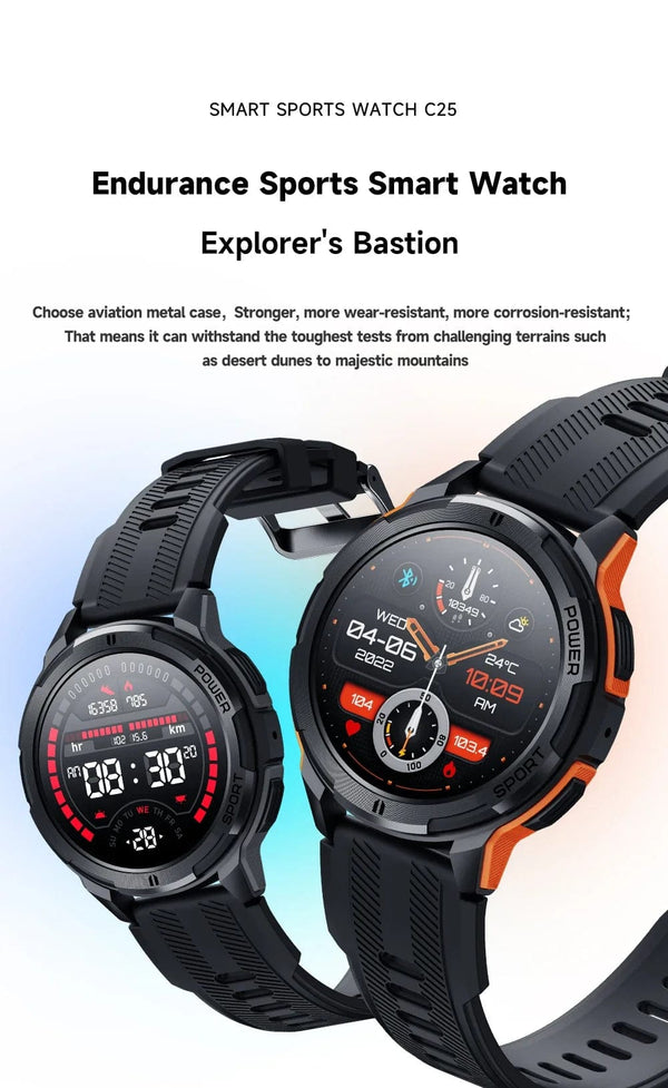 Planet Gates BK add BK Steel C25 Smart Watches For Men AMOLED Screen 1.43" 1ATM Waterproof Heart Rate Monitor Sports Smartwatch Blue Tooth Call Women Fitness