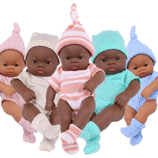 Planet Gates BK-pointDKPK Black Reborn Dolls African Reborn Baby Doll 20cm Dolls Baby Reborn Baby Doll Toys Soft Touch High Quality Doll for Children Toys