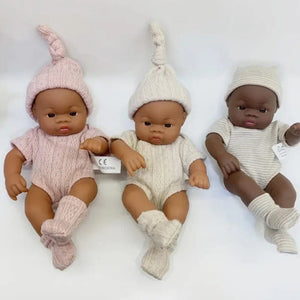 Planet Gates BK-pointDKPK Black Reborn Dolls African Reborn Baby Doll 20cm Dolls Baby Reborn Baby Doll Toys Soft Touch High Quality Doll for Children Toys