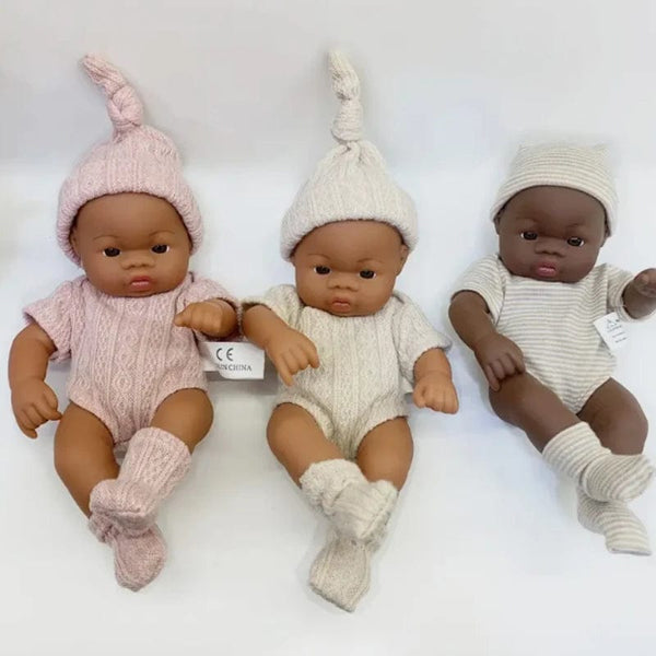 Planet Gates BK-pointDKPK Black Reborn Dolls African Reborn Baby Doll 20cm Dolls Baby Reborn Baby Doll Toys Soft Touch High Quality Doll for Children Toys
