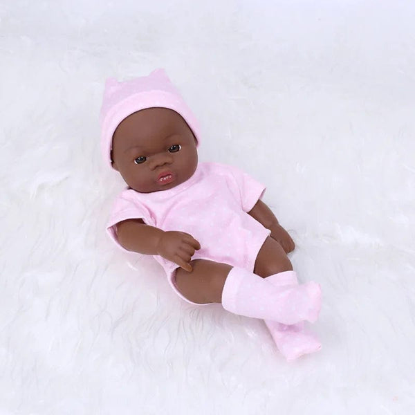 Planet Gates BK-pointDKPK Black Reborn Dolls African Reborn Baby Doll 20cm Dolls Baby Reborn Baby Doll Toys Soft Touch High Quality Doll for Children Toys