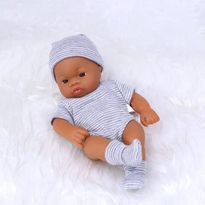 Planet Gates BK-pointDKPK Black Reborn Dolls African Reborn Baby Doll 20cm Dolls Baby Reborn Baby Doll Toys Soft Touch High Quality Doll for Children Toys
