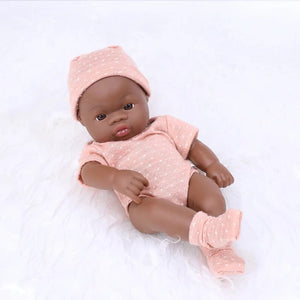 Planet Gates BK-pointDKPK Black Reborn Dolls African Reborn Baby Doll 20cm Dolls Baby Reborn Baby Doll Toys Soft Touch High Quality Doll for Children Toys