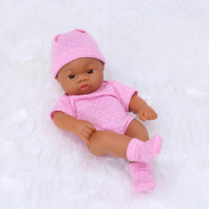 Planet Gates BK-pointDKPK Black Reborn Dolls African Reborn Baby Doll 20cm Dolls Baby Reborn Baby Doll Toys Soft Touch High Quality Doll for Children Toys