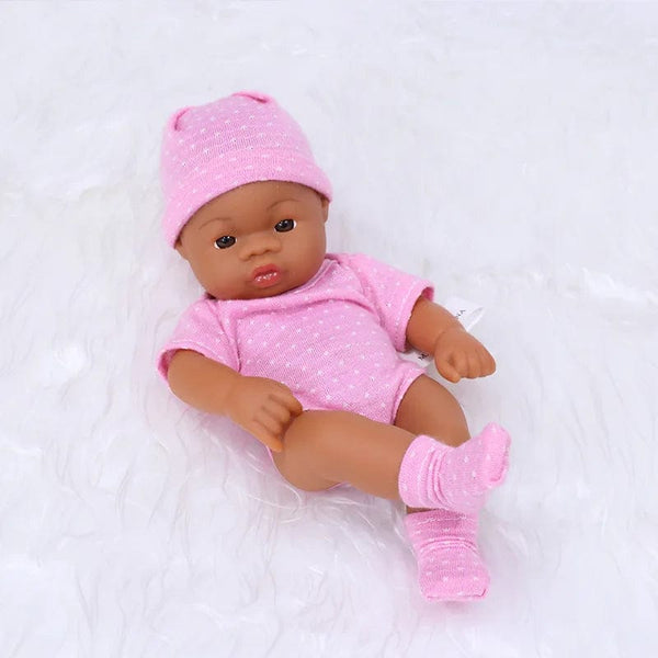 Planet Gates BK-pointDKPK Black Reborn Dolls African Reborn Baby Doll 20cm Dolls Baby Reborn Baby Doll Toys Soft Touch High Quality Doll for Children Toys
