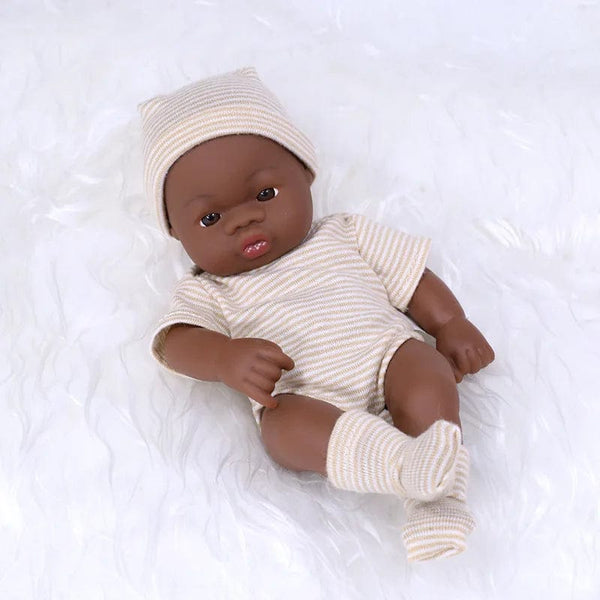 Planet Gates BK-pointDKPK Black Reborn Dolls African Reborn Baby Doll 20cm Dolls Baby Reborn Baby Doll Toys Soft Touch High Quality Doll for Children Toys