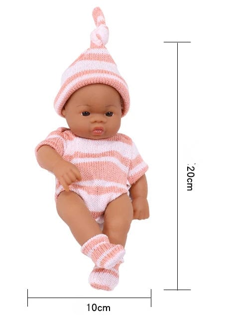 Planet Gates BK-pointDKPK Black Reborn Dolls African Reborn Baby Doll 20cm Dolls Baby Reborn Baby Doll Toys Soft Touch High Quality Doll for Children Toys